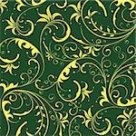 seamless yellow flower pattern in green background