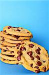 chocolate chip cookies on blue vertical
