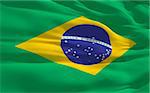 Fluttering flag of Brazil on the wind