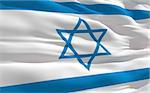 Fluttering flag of Israel on the wind