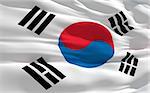 Fluttering flag of South Korea on the wind