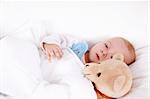 Portrait of cute cute little baby with teddy