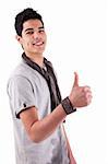 Handsome young man with positive attitude. Isolated on white background. Studio shot.