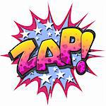 A Zap Comic Book Illustration Isolated on  White Background