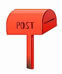 Red postbox with word isolate on the white background