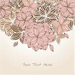 Hand-drawn floral background design in vintage tones with room at the bottom for your text.  Sample text is expanded and does not require fonts.