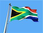flag of south africa in front a blue sky - rendering