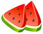 illustration drawing  of watermelon in white background