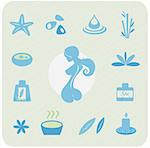 Vector Illustrations of wellness / health / homeopathy related design elements. Woman silhouette, bamboo, water lily, candle, aromatherapy bowl, leafs, stone therapy and more.