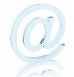 Email glass symbol of blue color. Over white