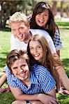 group of Young romantic couples enjoying their summer in the park