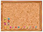 Blank corkboard with pins.  Please check my portfolio for more stationery illustrations.