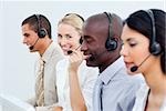 A diverse business people working in a call center in the office