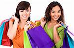 Stock image of two women carrying shopping bags