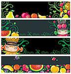 Colorful fruit banners with space for your text.
