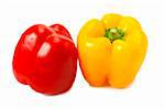 Yellow and red peppers, isolated on white background