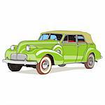 fully editable vector isolated old funny colored car with details