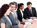 Assertive multi-ethnic business people in a meeting. Business concept.
