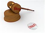 Classic wooden judge's gavel, Symbol of justice - guilty stamp