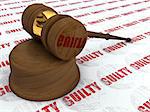Classic wooden judge's gavel, Symbol of justice - Guilty stamp