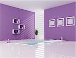 contemporary bathtub in a purple and white bathroom - rendering