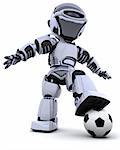 3D render of a robot playing soccer