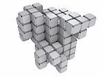 3d rendered illustration of many grey cubes