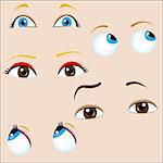 Set of 5 cartoon eyes. Editable Vector Illustration
