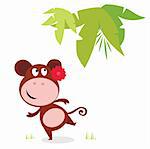 Vector Illustration of cute dancing monkey isolated on white background.