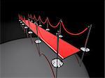 3d rendered illustration of a red carpet and metal barriers