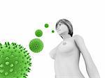 3d rendered illustration of pollen attacking woman