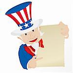 Uncle Sam Holding Sign. Editable Vector Illustration