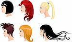 vector illustration of a hairstyle set
