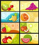 vector illustration of a fruit card set