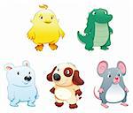 Baby pets. Funny cartoon and vector characters.