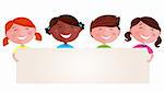 Vector Illustration of multicultural kids. Blank space for your message.