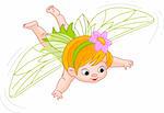 Illustration of a cute baby fairy in flight