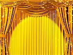 Theatrical curtain of yellow color