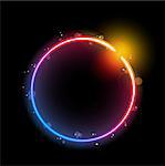 Rainbow Circle Border with Sparkles and Swirls. Editable Vector Illustration