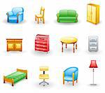 Furniture icon set.  Isolated on a white background.