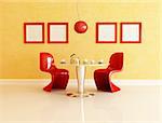red and orange contemporary tea room