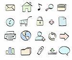 Vector illustration of style handwriting icon set  for common internet functions