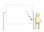 3d puppet - businessman with pick. Objects over white