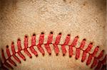 Macro Abstract Detail of Worn Leather Baseball with Vignette.