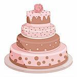 Illustration of sweet pink wedding cake