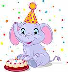 Illustration of Very Cute baby elephant Birthday