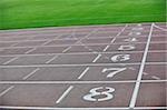 athletics race track finish lane on soccer stadium