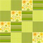 a beautiful drawing of green background with flower spots and grids