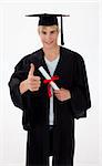 Happy Teen Guy Celebrating Graduation agaisnt white background