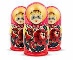 Russian Dolls. Isolated on a white background